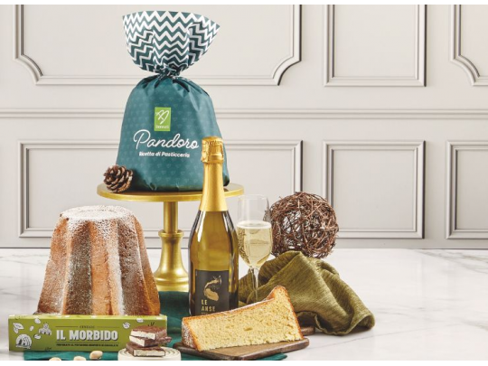 Auguri e Bollicine Pandoro | Cesto Natalizio online Bennati