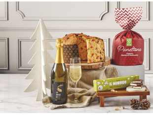 Auguri e Bollicine Panettone | Cesto Natalizio online Bennati
