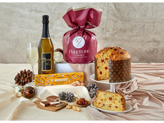 Auguri e Bollicine Panettone | Cesto Natalizio online Bennati