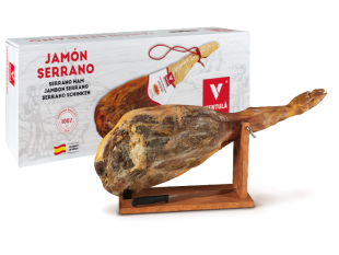 Jamón Serrano D.O.P. con Coltello e Portaprosciutto 7kg | Cesto Natalizio Online Bennati